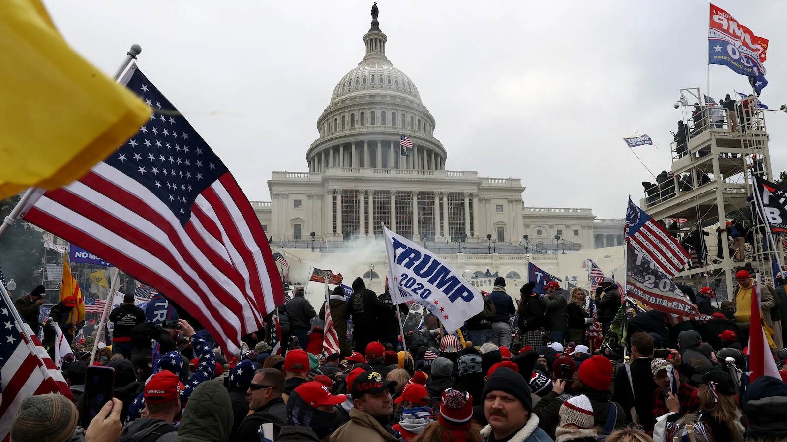 Violent protesters, loyal to President Donald Trump, storm the Capitol, Wednesday, Jan. 6, 2021, in Washington.