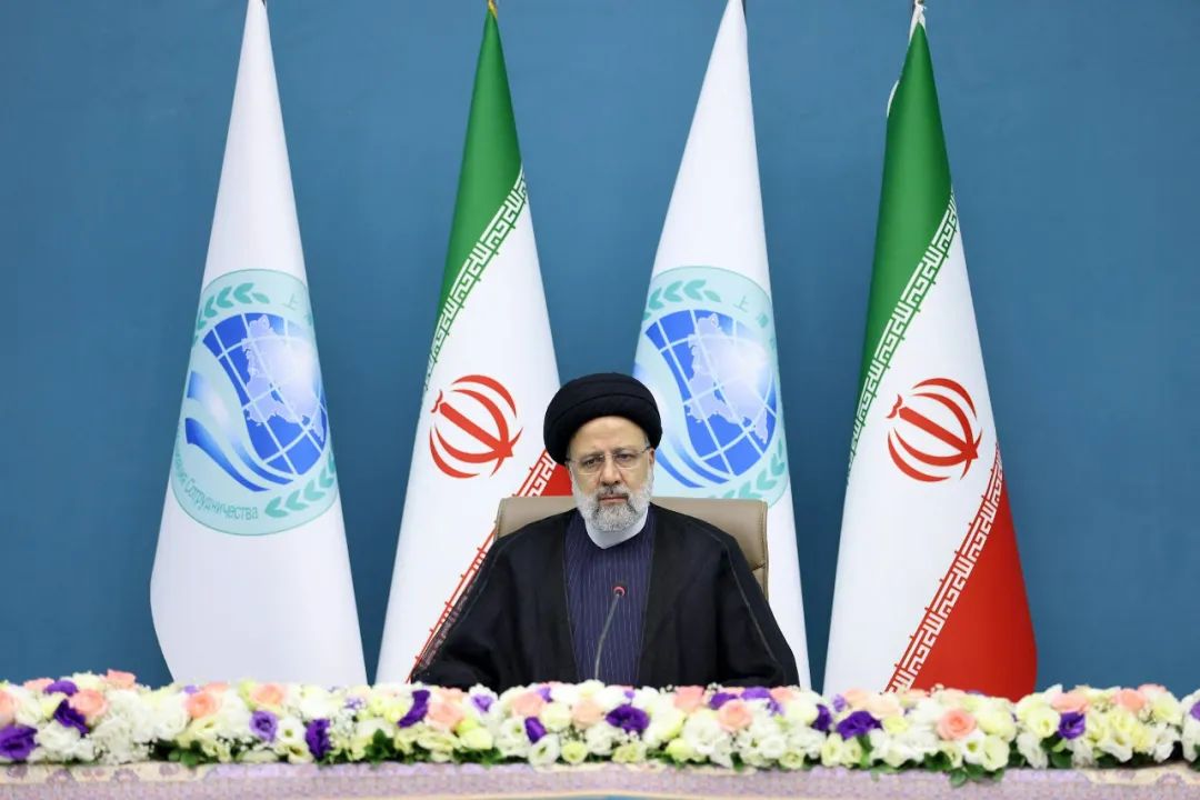 Iranian President Ebrahim Raisi attends the 23rd Shanghai Cooperation Organisation Council of Heads of State (SCO) summit via video link from the Office of the President of Iran, Tehran, Iran, July 4, 2023. (Reuters Photo)